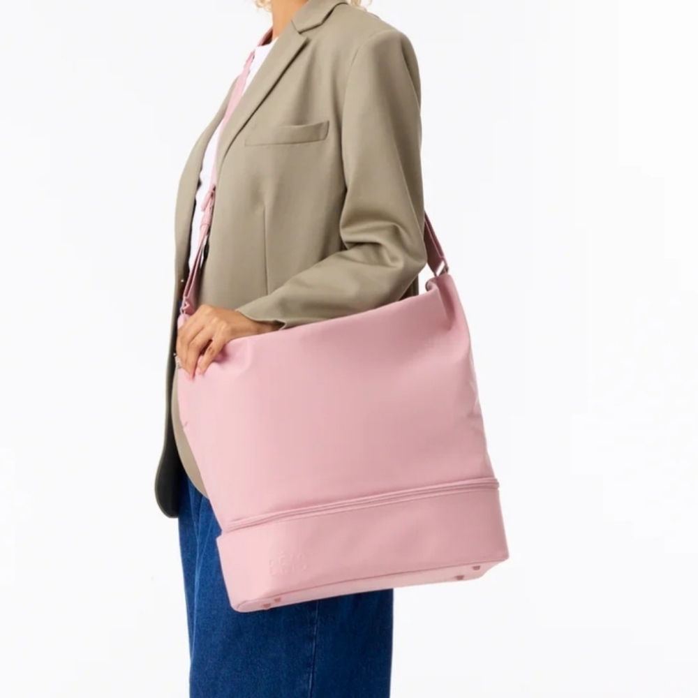 Beis Pink Nylon Shoulder Tote
